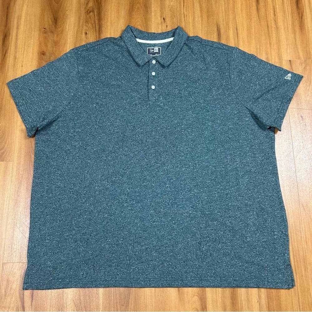 New Era Men's Heathered Polo Shirt Short Sleeve Size 4XL NWOT‎ Blue/Green